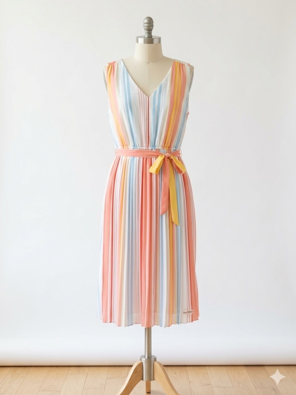 LOFT Pastel Multi-Stripe V-Neck Midi Dress